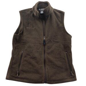 Columbia Womens Vest Jacket Medium Brown Fleece Full-Zip Stand Collar Outdoors